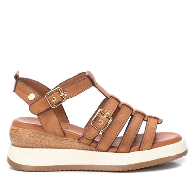 Carmela - Wedge Leather Sandal in Camel 161390