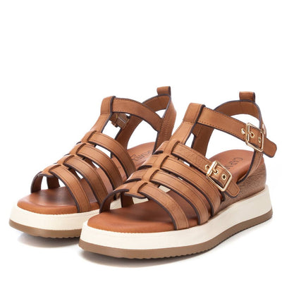 Carmela - Wedge Leather Sandal in Camel 161390