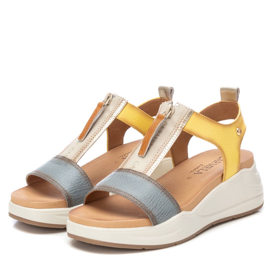Carmela - Leather Zip Front Sandals in Multi 161550
