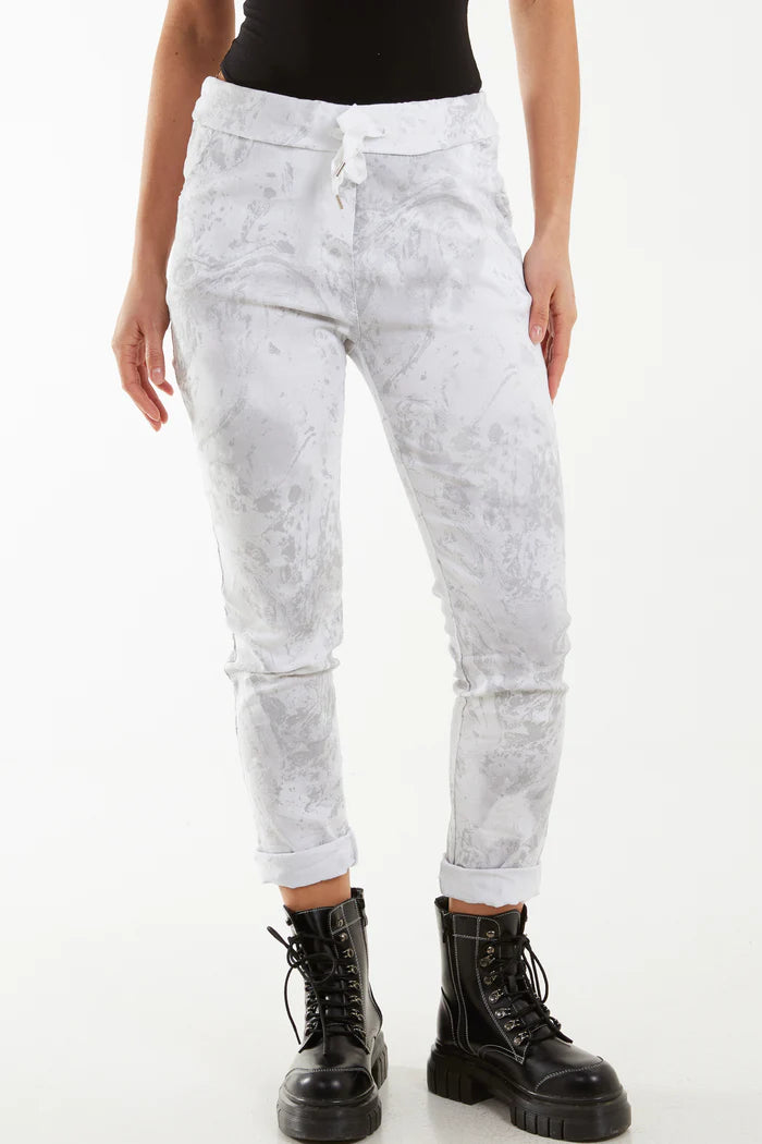 Crushed Glitter Tye Dye Magic Trousers in White