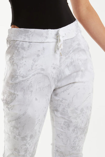 Crushed Glitter Tye Dye Magic Trousers in White