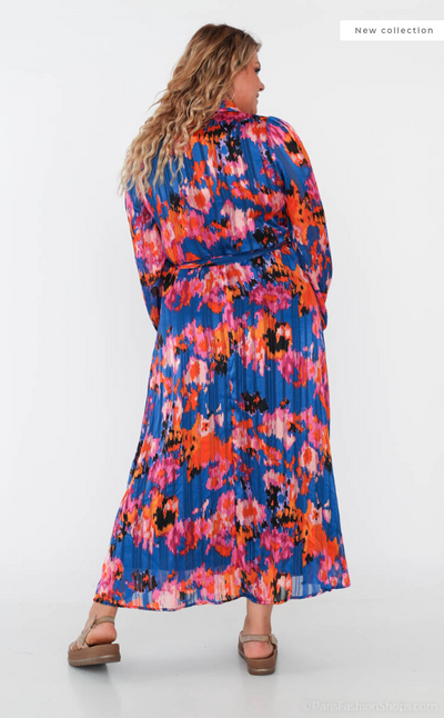Elena Long Dress in Blue & Multicolours