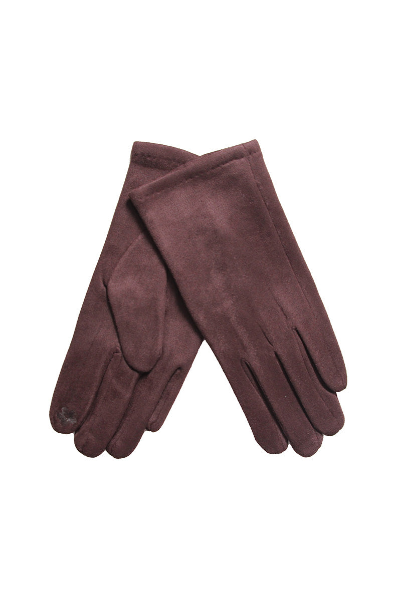 Velour Touch Screen Gloves in Chocolate
