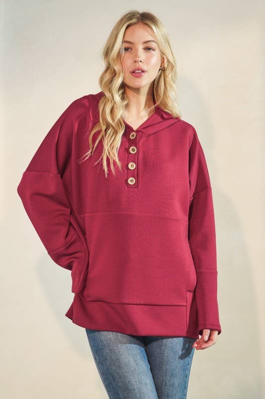 The Blake Hoodie in Deep Red