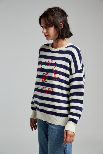 Margot Nautical Jumper in Navy & Beige