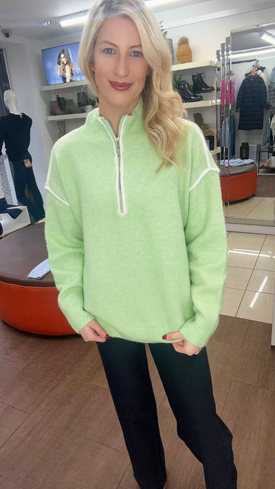 Mila Half Zip In Spring Green