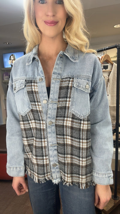 Coco Denim Shirt with Tweed Detail