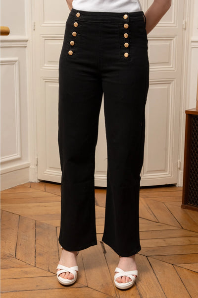 Willow Button Front Jeans in Black