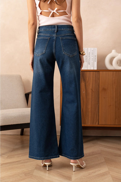 Maya Palazzo Wide Leg Jeans in Blue