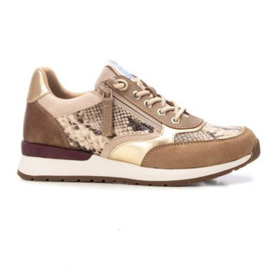 Refresh – Trainers in Camel & Gold with Snake Print Detail 172960