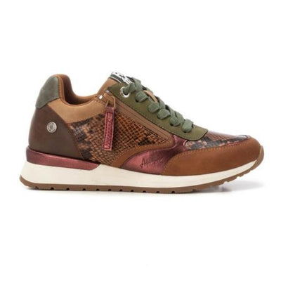Refresh – Trainers in Brown, Khaki & Burgundy Snake Print 173177