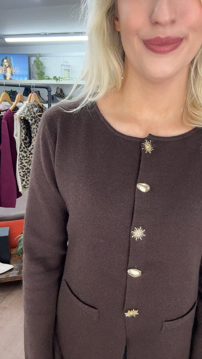 Beatrix Bouclé Cardigan in Coffee