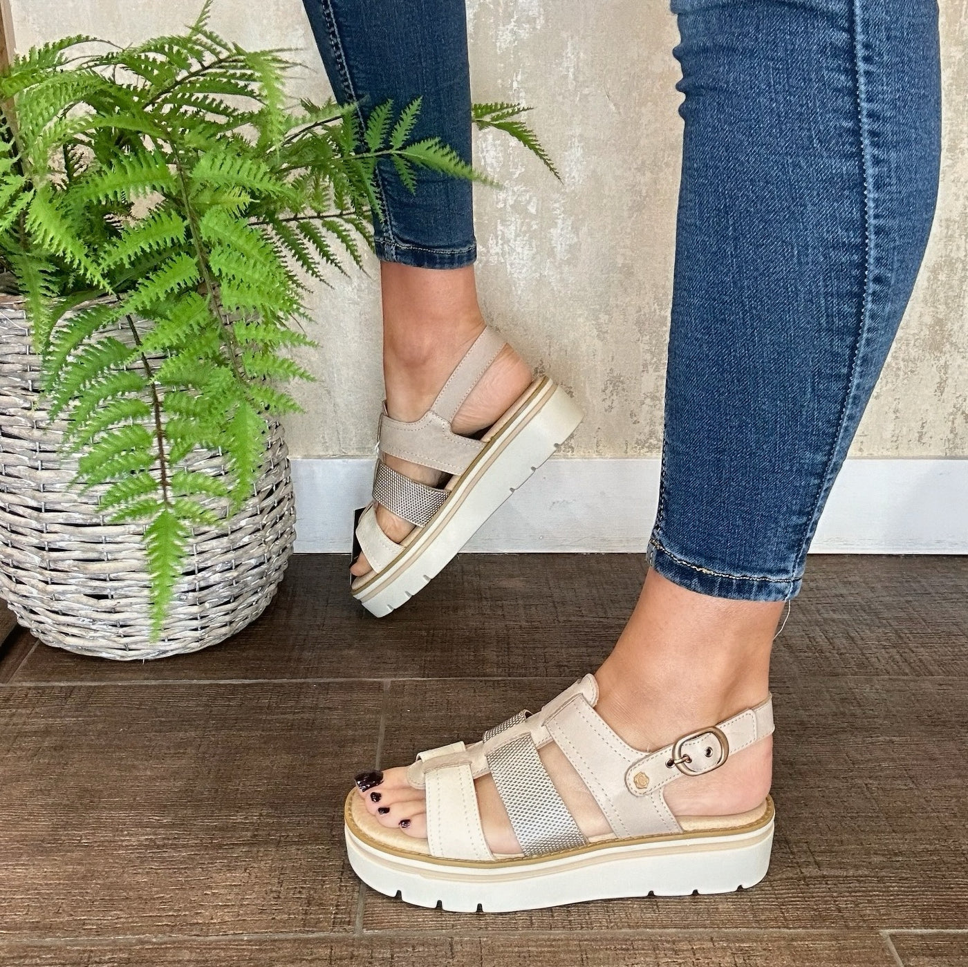 Carmela - Leather Sandals in Beige 161632