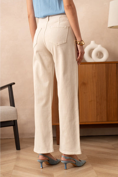 Willow Button Front Jeans in Cream