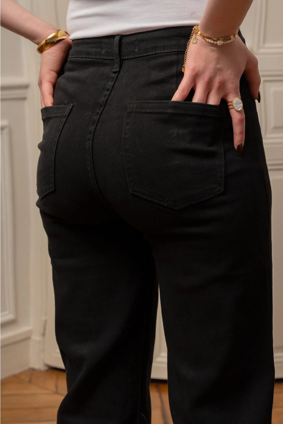 Willow Button Front Jeans in Black