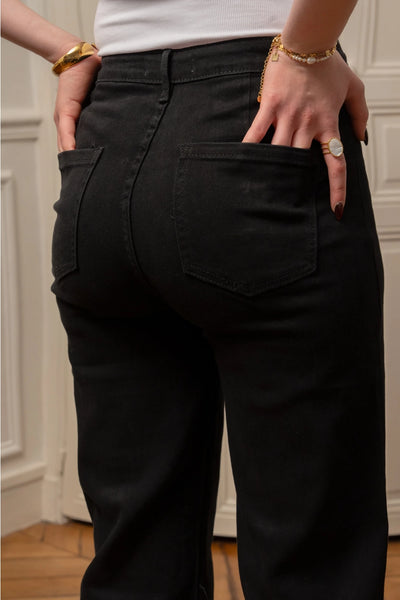 Willow Button Front Jeans in Black
