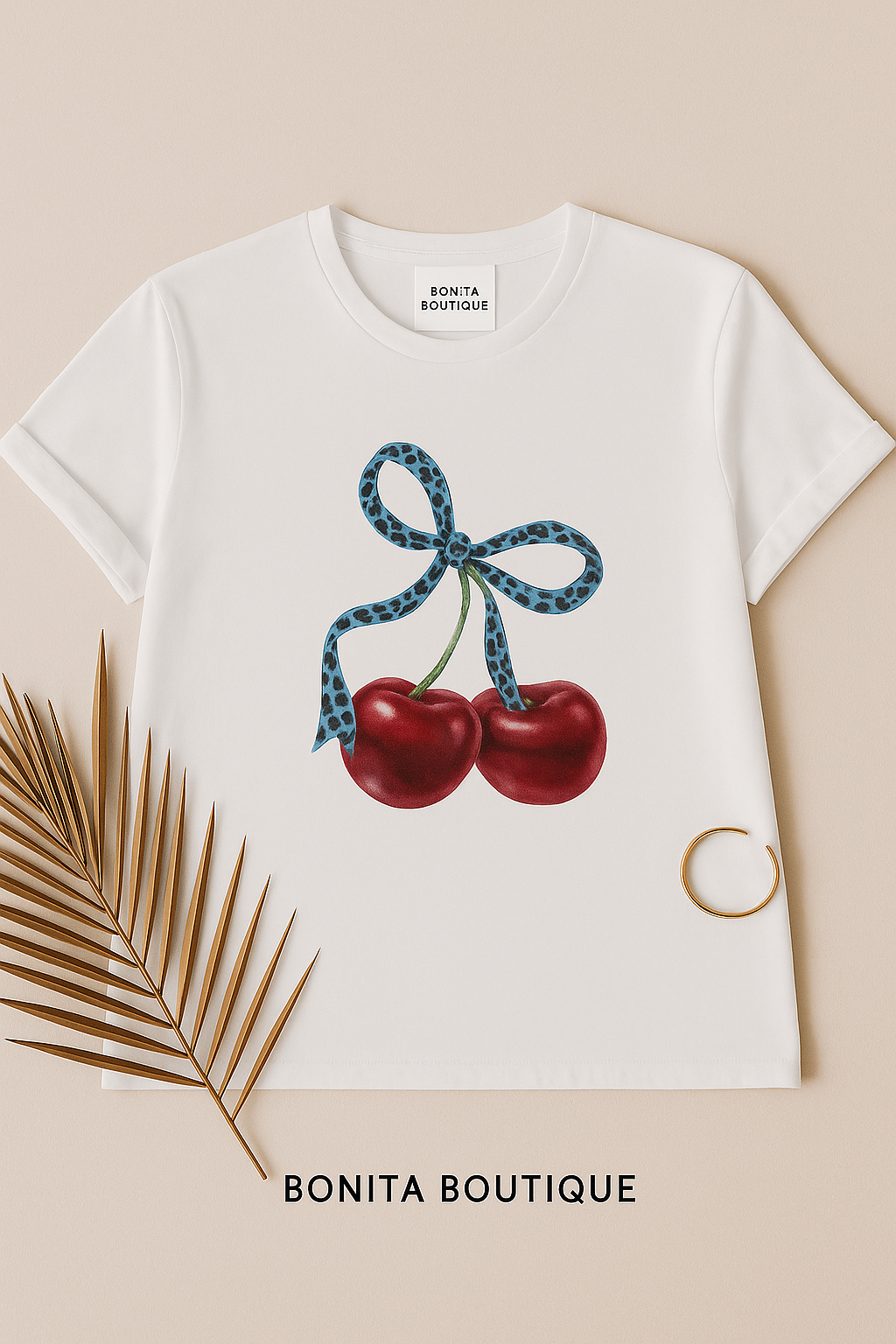 Nova T-Shirt with Cherry & Bow Detail