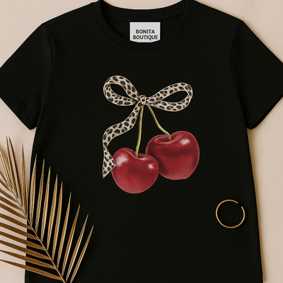 Nova T-Shirt with Cherry & Bow Detail