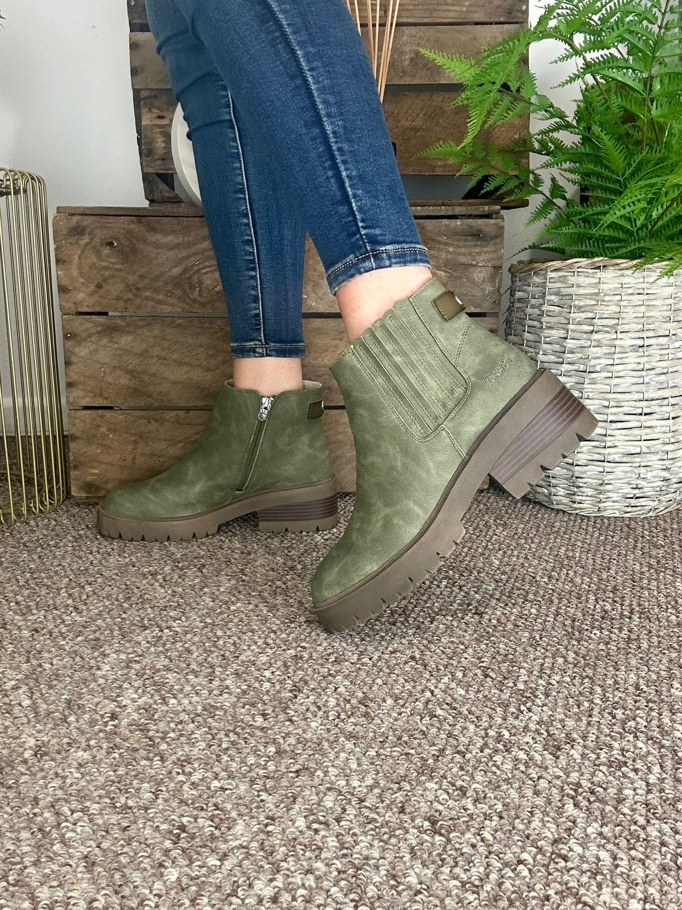 Blowfish Joy Boot in Moss protector