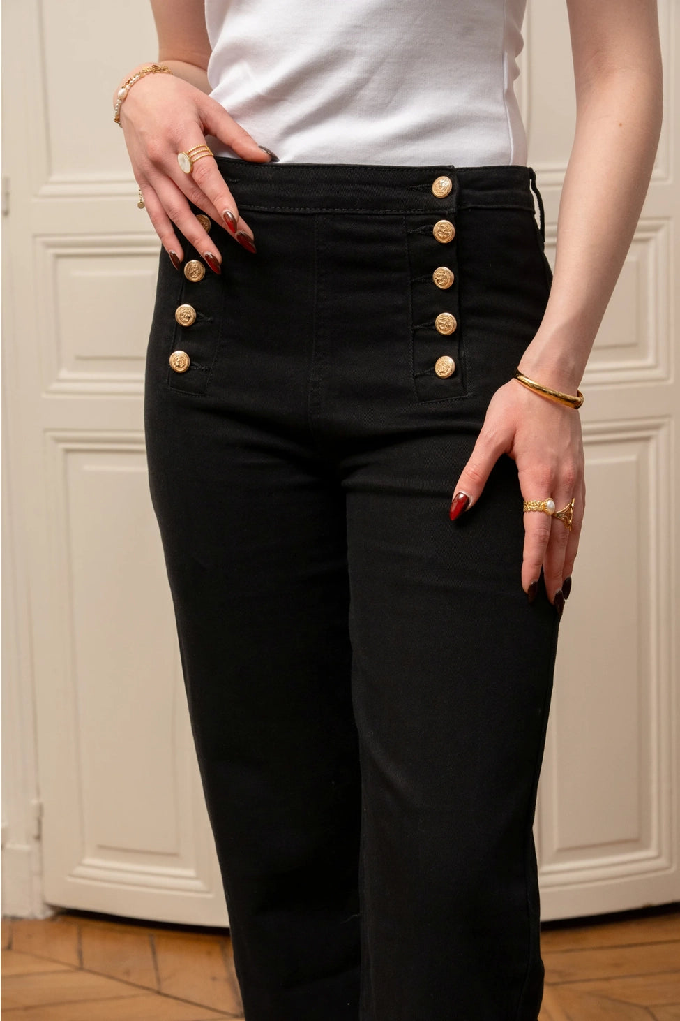 Willow Button Front Jeans in Black