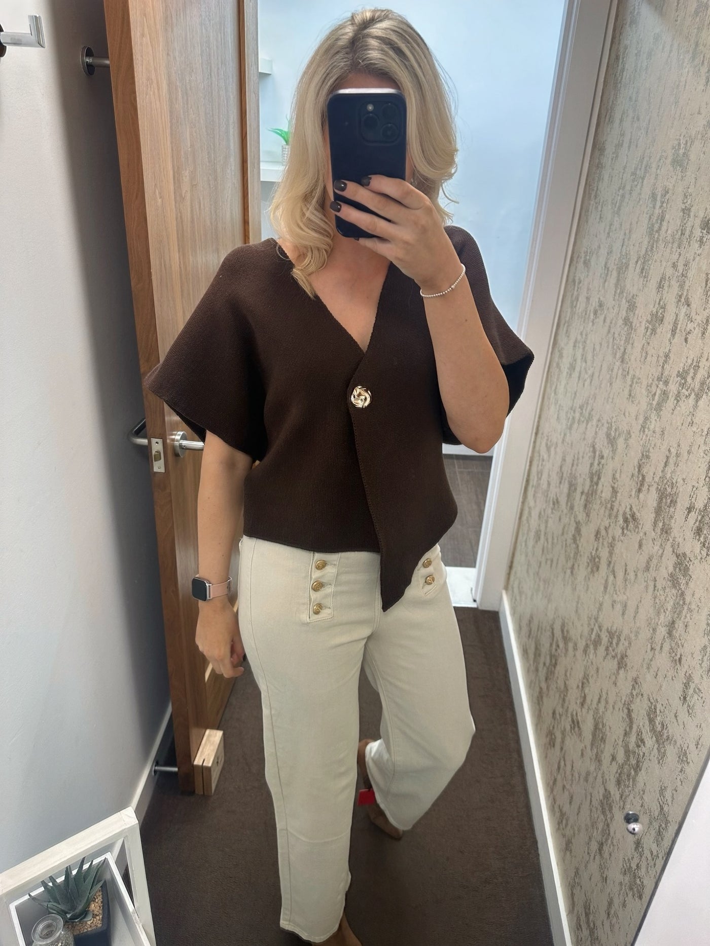 Xena Button Knit Cardigan – Chocolate Brown