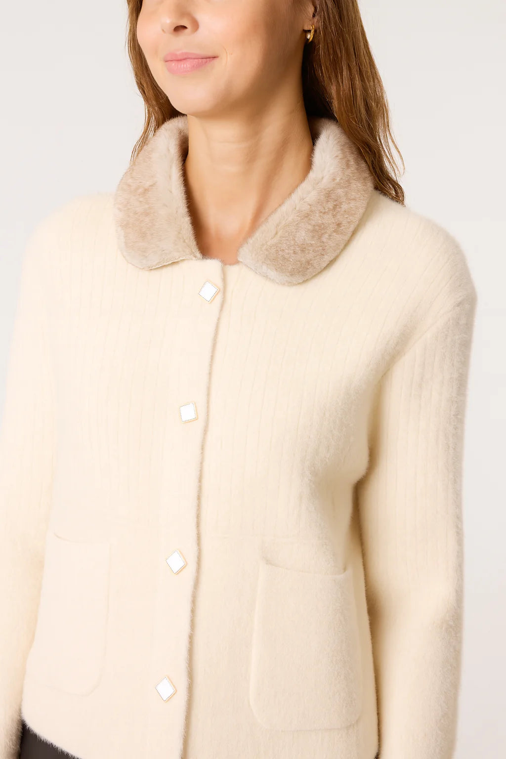 Jasmine Fur Collar Cardigan