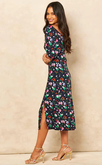 Cate Bardot Midi Dress in Floral