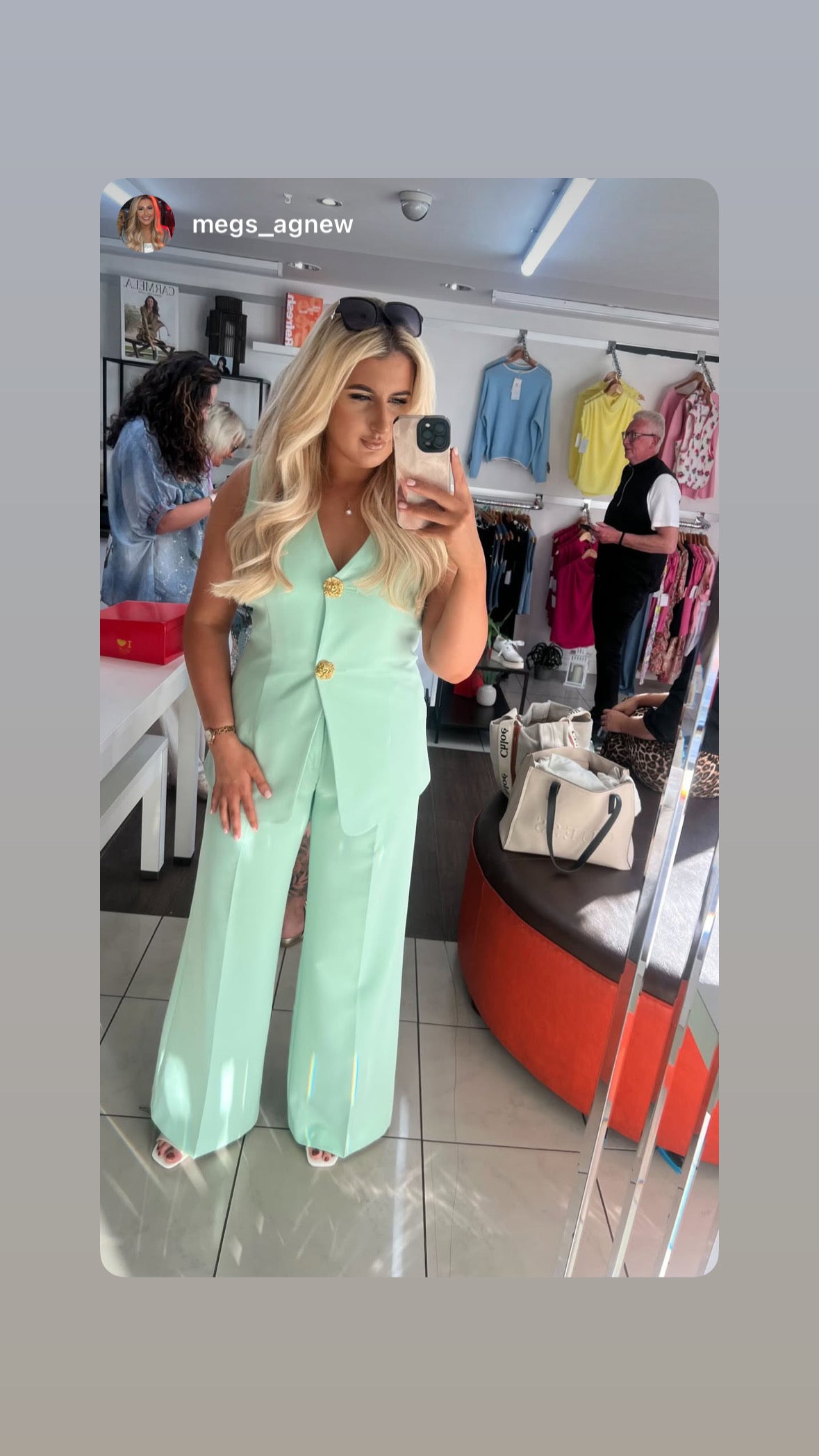 Sylvie Two Button Tailored Waistcoat in Mint Green