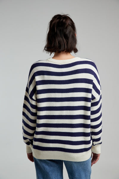 Margot Nautical Jumper in Navy & Beige