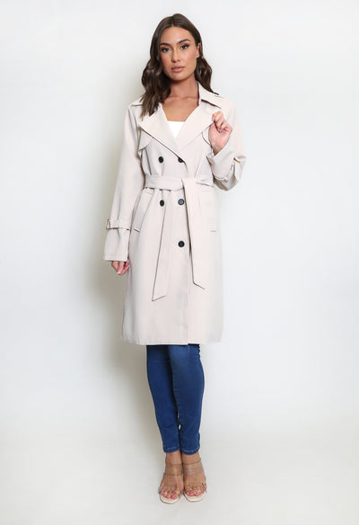 Belted Trench Coat in Beige