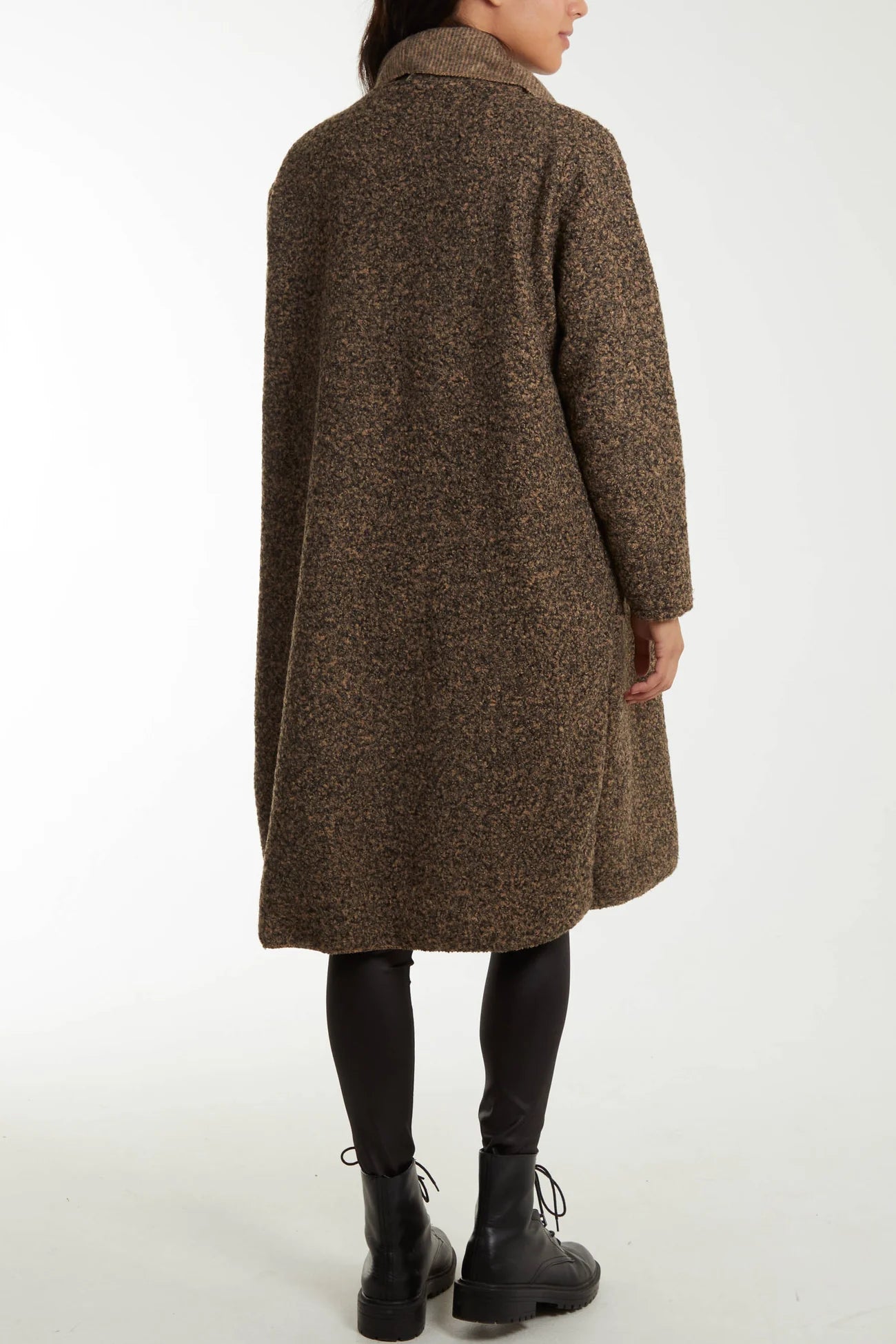 Olivia Two-Tone Waterfall Wool Coat – Brown