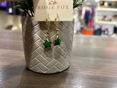 Rosie Fox Malachite Gold Star Earrings