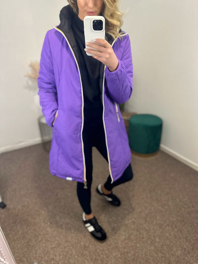 Mollie Reversible Coat in Black & Purple