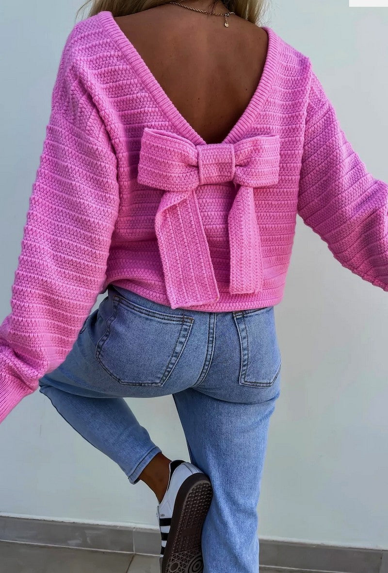 Jumper with Back Bow detail in pink