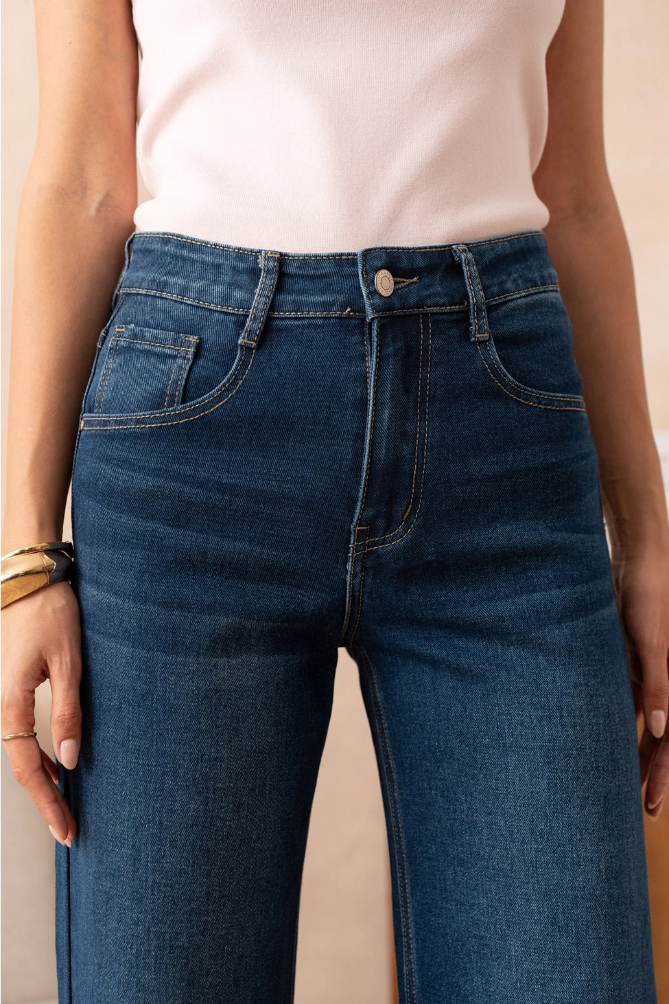 Maya Palazzo Wide Leg Jeans in Blue