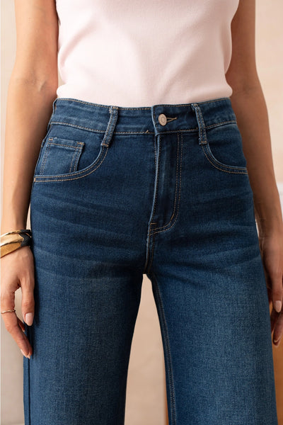 Maya Palazzo Wide Leg Jeans in Blue