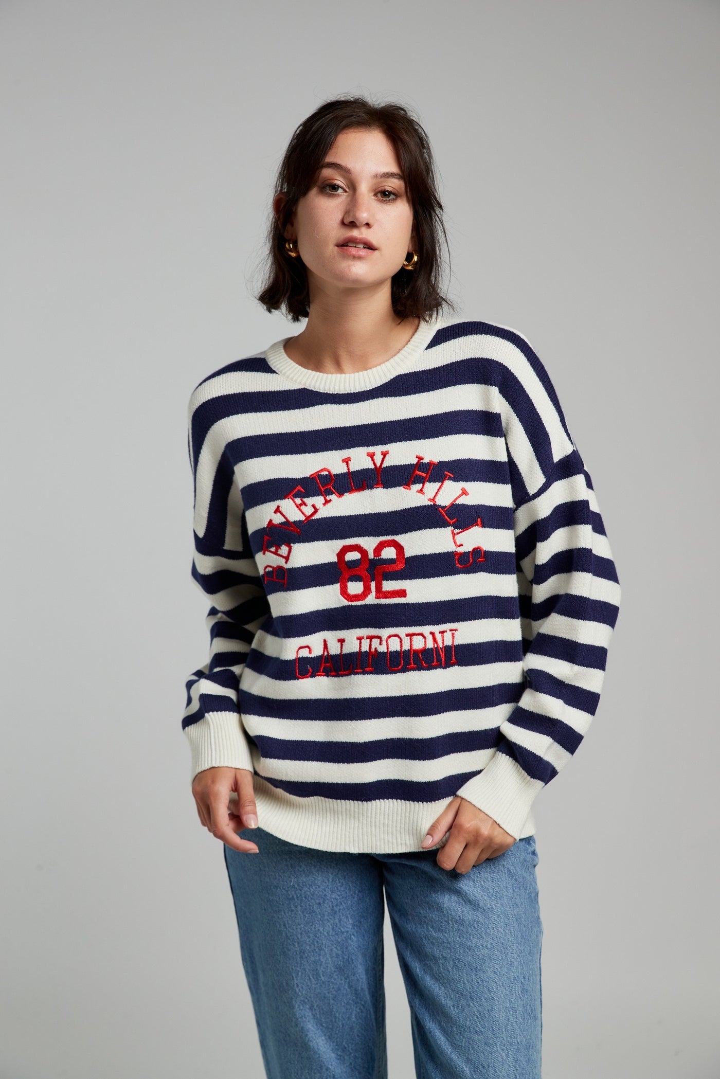 Margot Nautical Jumper in Navy & Beige