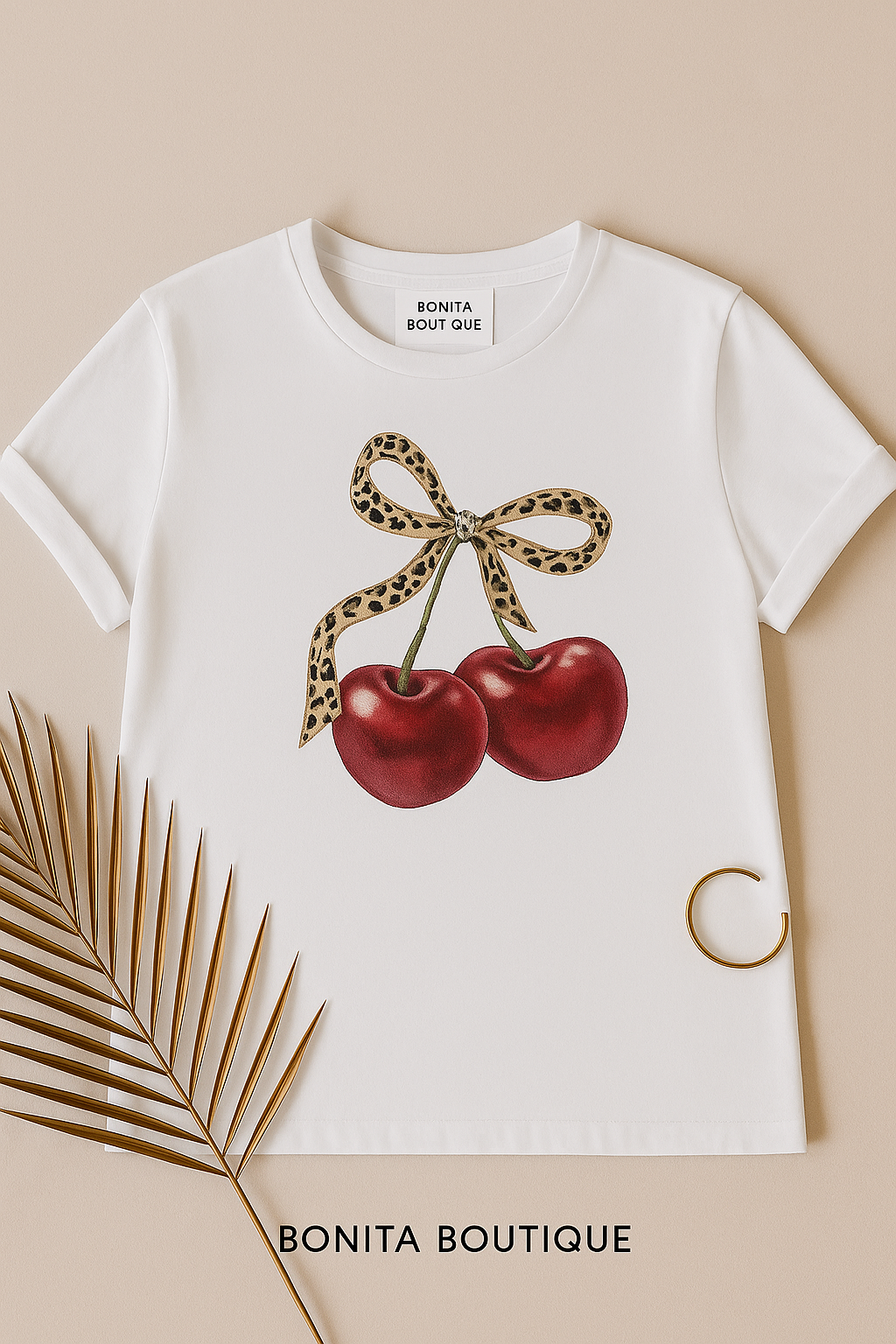 Nova T-Shirt with Cherry & Bow Detail