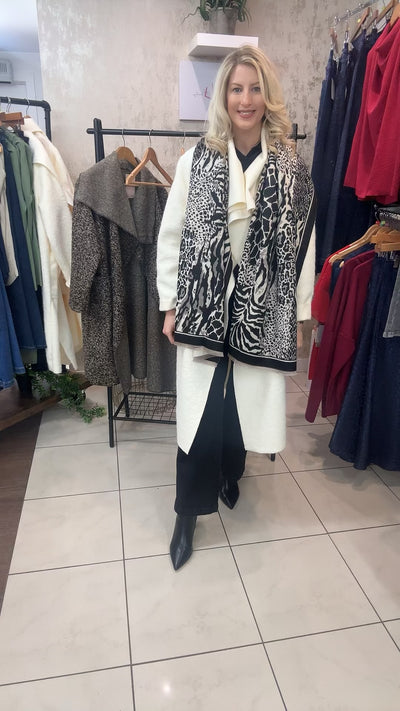 The Kiera Reversible Animal Scarf in Black