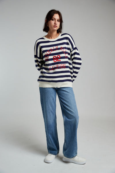 Margot Nautical Jumper in Navy & Beige