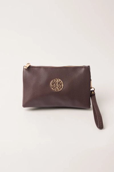 Mila Luxe Clutch & Crossbody Purse – Chocolate