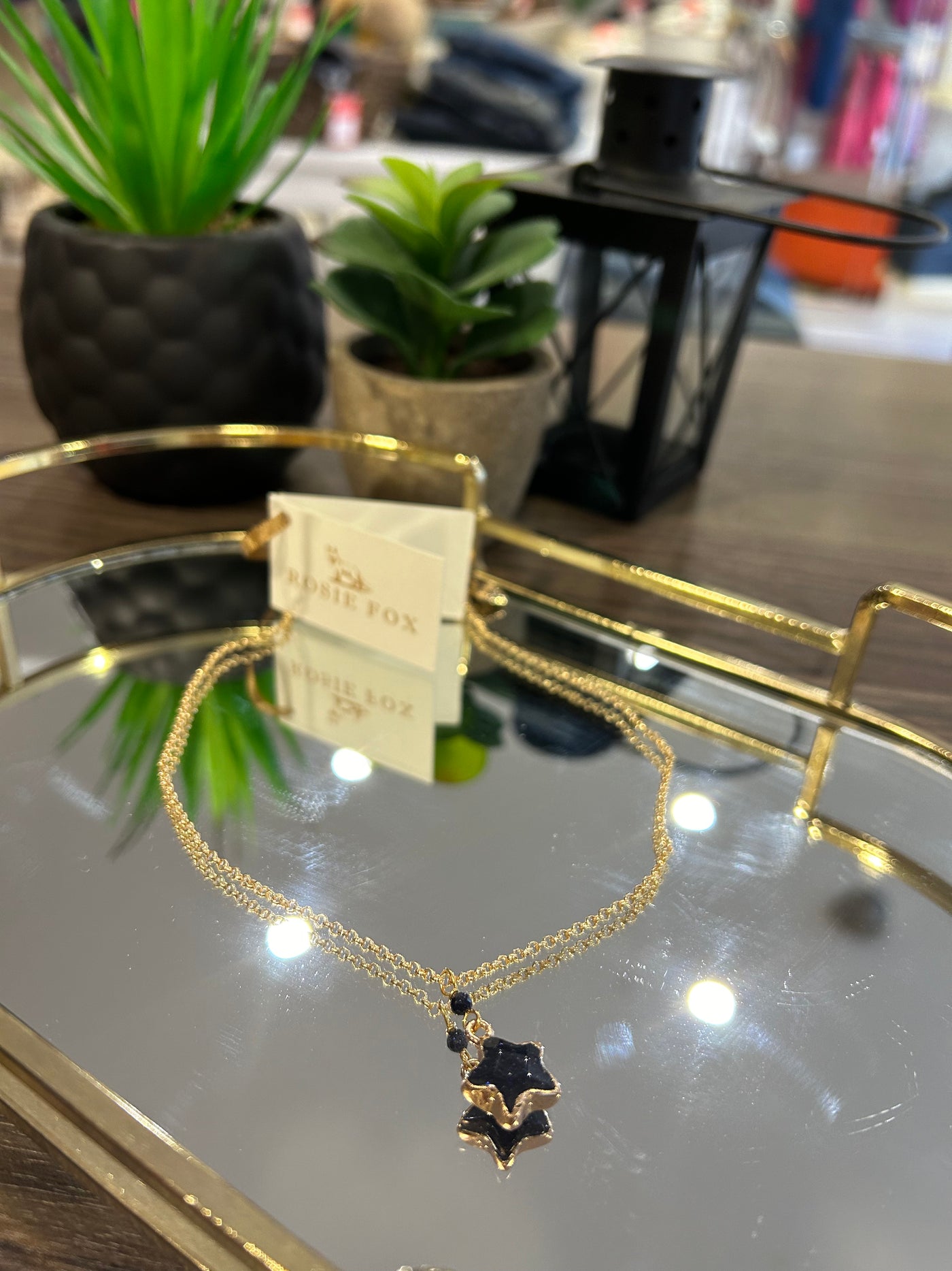Rosie Fox Navy Starstone Gold Chain Necklace
