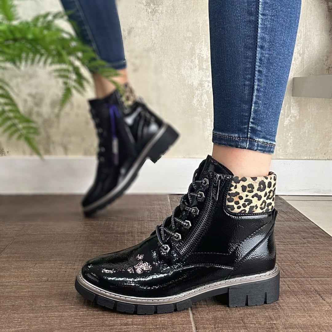 Black and leopard boots hotsell