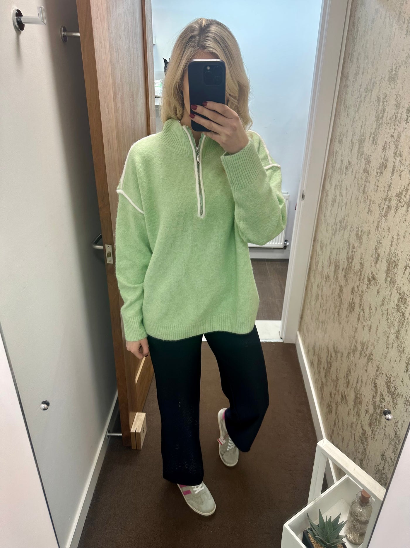 Mila Half Zip In Spring Green