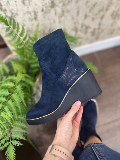 Kate Appleby - Poole Wedge Boots in Sapphire