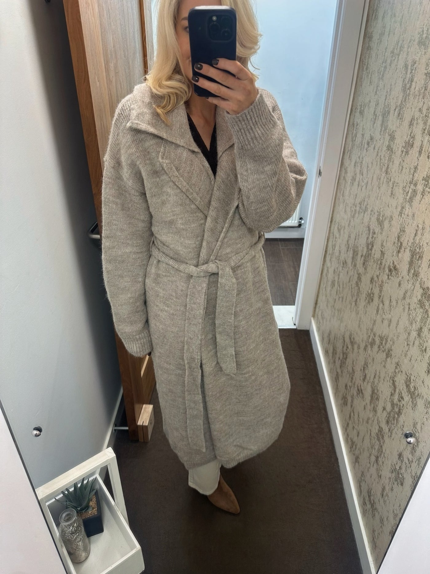 The Zara Longline Knit Cardigan – Taupe