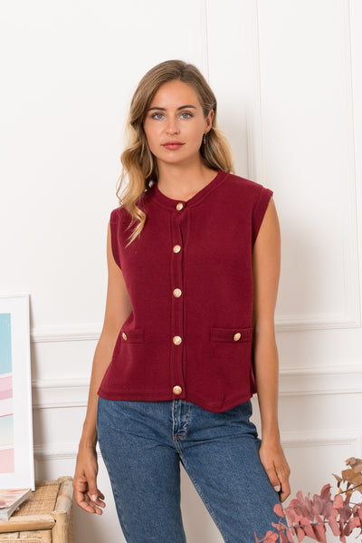 Aria Waistcoat in Bordeaux