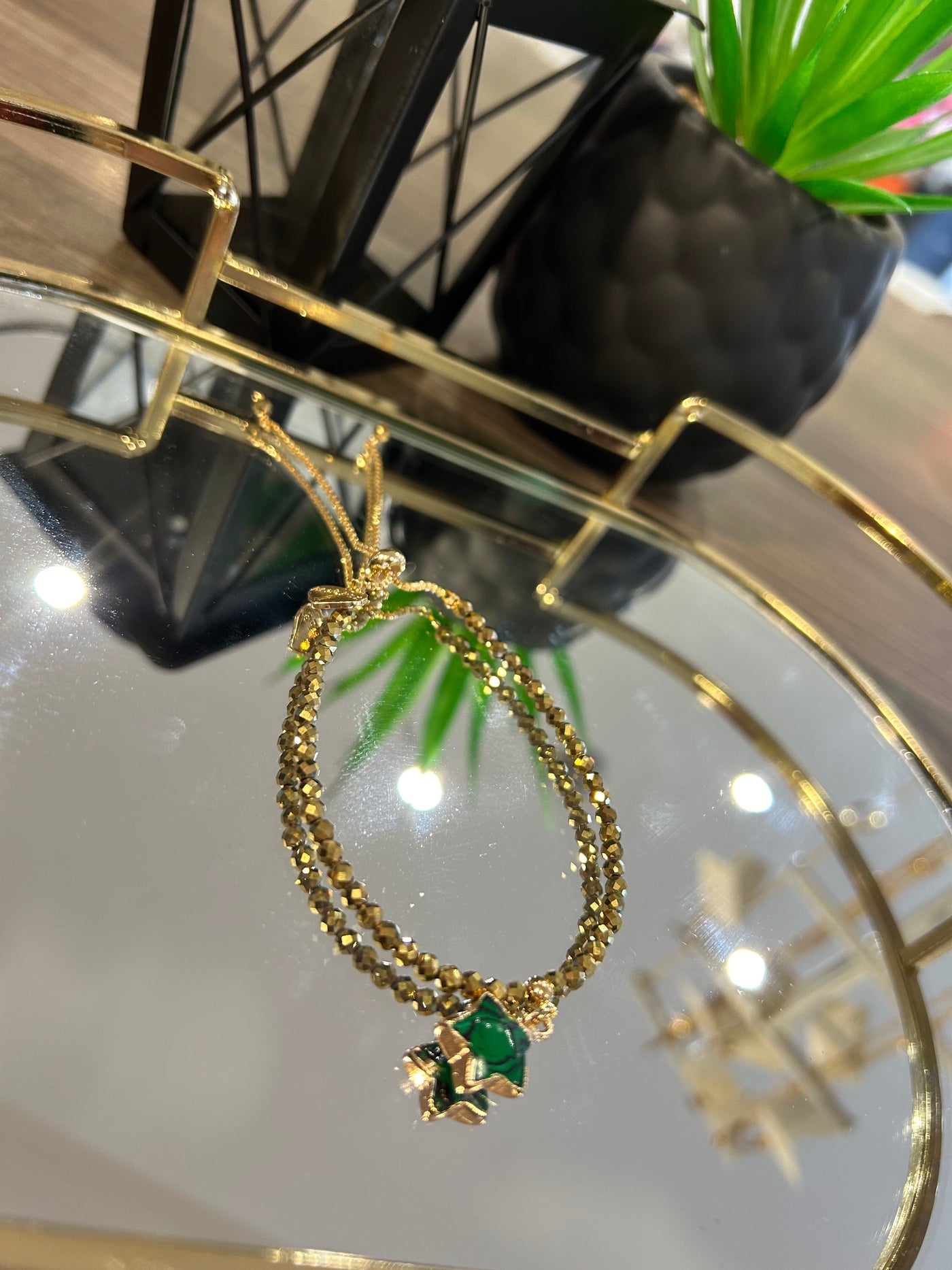 Malachite Gold Star Beaded Adjustable Bracelet