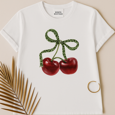 Nova T-Shirt with Cherry & Bow Detail