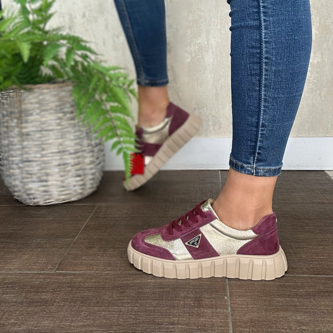 Kate Appleby – Severn Trainer in Burgundy & Gold Mix (Schwarz)